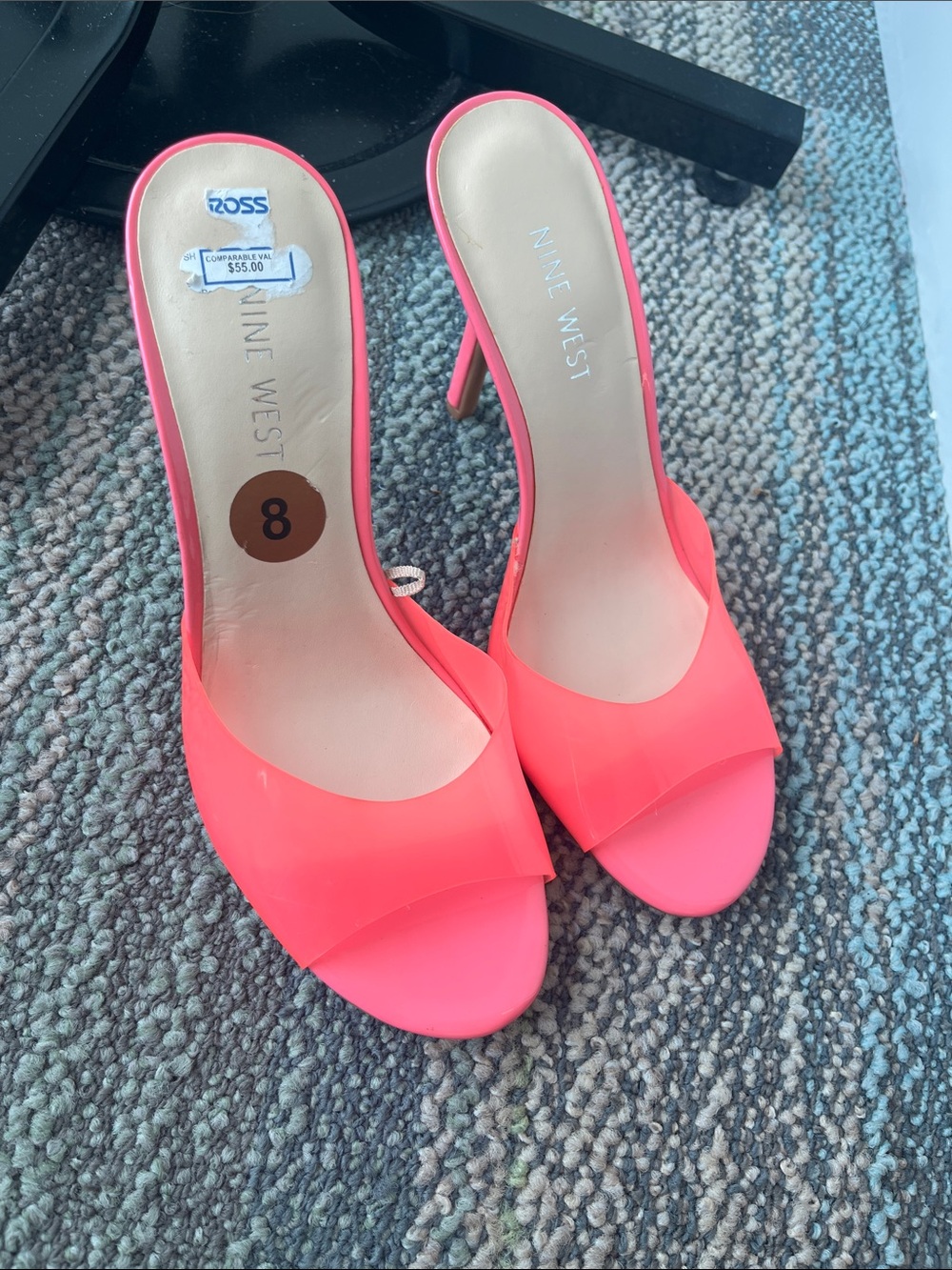 Nine West Coral Pink Open-Toe Slide Heels